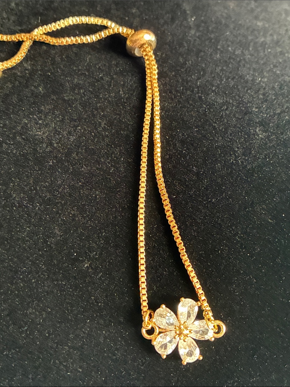 Gold Floral Crystal Slide Bracelet - Women Jewelry